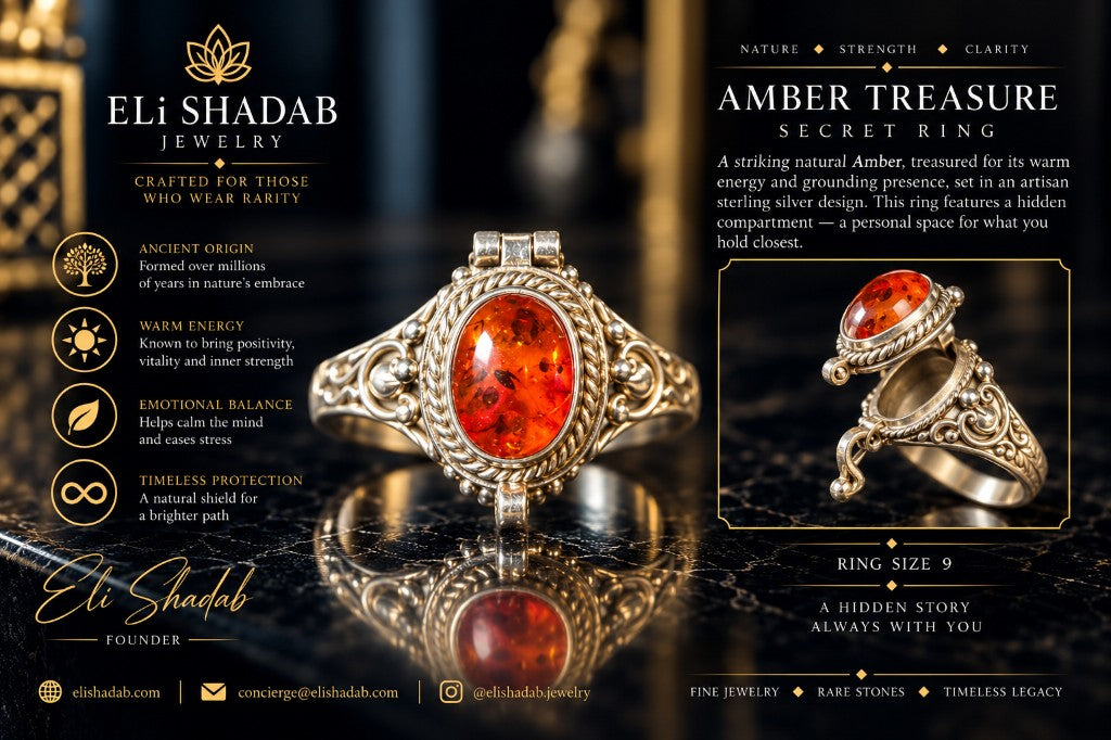 Amber Treasure Secret Ring